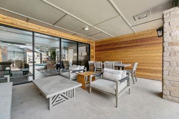 Shimmering swimming pool with sundeck